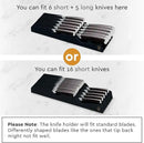 In-Drawer Knife Block - Bamboo Knife Drawer Organizer for Kitchen - Fits 5 Long + 6 Short Knives | Store Knives with Blades Pointing Down - Wooden Steak knife Holder without Knives (Black) by CozyNest Decor