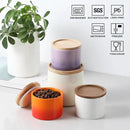 Sweejar Kitchen Canisters Ceramic Food Storage Jar, Stackable Containers with Airtight Seal Wooden Lid for Serving Ground Coffee, Tea, Sugar, Spice and More - 5 Fl Oz(Gradient Purple) by CozyNest Decor
