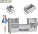 FOTOSOK 72” Kids Bookshelf with Reading Nook, Large Toy Storage Organizer with Seat Cushion and 3 Movable Drawers, Kids Reading Nook Toy Organizers and Storage with Bench for Living Room, Grey by CozyNest Decor