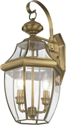 Livex Lighting 2251-01 Monterey 2 Light Outdoor Antique Brass Finish Solid Brass Wall Lantern with Clear Beveled Glass by GreenHaven Gardens