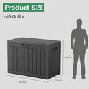 45 Outdoor Storage Box, Waterproof Resin Deck Box with Side Handles, Lockable Outdoor Bench for Indoor & Outdoor Use, Storage Bin for Patio Cushions, Garden Tools, Package Delivery, Black by CozyNest Decor