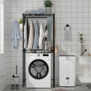 Xiofio Washer and Dryer Storage Shelf,Clothes Drying Rack,2 Tier Adjustable Height Storage Wire Basket with 2 Side Hook Laundry Shelves Used for Bathroom, Bedroom,Balcony,Black by CozyNest Decor
