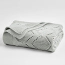 Longhui bedding Chunky Cotton Knit Throw Blanket for Couch, Sofa, Bed, or Chair, Decorative Breathable Fall Cable Knit Blanket 60 x 80 Inches, Large Medium Weight Grey by CozyNest Decor