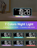 Cadmos Loud Alarm Clock for Heavy Sleepers Adults,Kids,Teens,Digital Desk Clock with USB Port,Large Numbers,7 Color Night Light,Modern Electronic Plug in Simple Clock for Bedroom(Blue+Dynamic) by TinyTreasures Baby Boutique