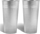 KOL 28'' Tall Galvanized Steel Planter Pot - Flower Pot with Water Level Indicator for Plants - 2-Pack Self Watering Planters - Round Silver Powder Metal Planter Box - Indoor Outdoor Grande Plant by CozyNest Decor