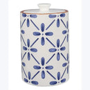 Young's Inc. 4 Pcs Set Cylindrical Ceramic Canisters- Storage Container for Kitchen and Bathroom - Beautiful Home Decor Accent to Store Food, Coffee, Tea, and More - White, Blue by CozyNest Decor
