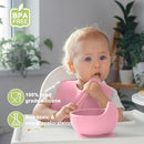 Silicone Baby Feeding Set | Baby Led Weaning Supplies Includes Suction Bowls and Divided Plates, Adjustable Bib, Baby Utensils Spoons and Forks,Cup | Baby Feeding Essentials (Pink) by TinyTreasures Baby Boutique