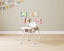 Foundations Secure Sitter 13" Feeding Chair, Stable “No Tip” Feet, 3-Point Adjustable Harness, Removable Tray, Easy to Clean, Smooth Plastic (White/Tan) by TinyTreasures Baby Boutique