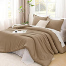 Litanika Taupe Comforter Set King Size, 3 Pieces Solid Bedding Comforter Set, All Season Fluffy Bed Set (104x90In Comforter & 2 Pillowcases) by CozyNest Decor