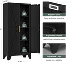 61" Tall Farmhouse Metal Pantry Cabinet, Kitchen Pantry Storage Cabinets with 2 Barn Door and Adjustable Shelves,Metal Pantry Storage Cabinet,for Kitchen,Laundry Room,Home Office,Kids Room (Black) by CozyNest Decor