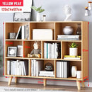 IOTXY Wooden Open Shelf Bookcase - 3-Tier Floor Standing Display Cabinet Rack with Legs, 10 Cubes Bookshelf, Pear Yellow by CozyNest Decor