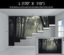 Foggy Black Forest Wallpaper Bedroom Dark Woodland Trees Wall Mural Living Room (Not Peel and Stick) by CozyNest Decor