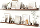 Fun Memories Picture Ledge Shelves Set of 2, 24 Inch Rustic Wall Mounted Floating Shelves with Lip for Home Storage and Décor in Bathroom, Kitchen, Nursery, Bedroom, Living Room, Walnut by CozyNest Decor
