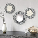 Natural Mother of Pearl Mirror Wall Decor for Bedroom Bathroom, 3PCS Geometric Wall Art Modern Home Office, Handmade Mosaic Art Circle Sculptures for Kitchen Living Dining Room (Black White) by CozyNest Decor