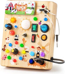 Joyreal Wooden Busy Board with LED Light, Montessori Toddler Toys, Wooden Sensory Board, Toddlers Activity Travel Toys for Boy & Girl Birthday Gift (Farm Theme) by TinyTreasures Baby Boutique