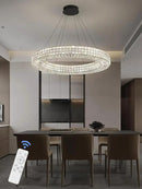 Dia 40" Modern Chandelier Ring Crystal Chandelier Adjustable Height Luxury Crystal Pendant Ceiling Light Fixture for Dining Living Room Bedroom by CozyNest Decor