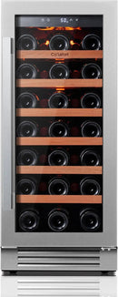 Ca'Lefort 15 Inch Wine Fridge, 33 Bottle Wine Cooler Refrigerator, 40-65°F Wine Refrigerator Glass Door, 3 LED Wine Fridge, Built-in or Freestanding Wine Fridge for Home/Bar/Kitchen (3.0 cu.ft) by CozyNest Decor