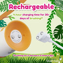 brush-baby WildOnes™ Rechargeable Kids Electric Toothbrush – Monkey | Flashing Lights, 2-Min Timer, Waterproof, 3 Brush Heads | Toddler & Child Toothbrush Ages 0-10 | Soft Bristles by TinyTreasures Baby Boutique
