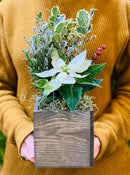 Wooden Planter Box, Rustic Barn Wood with Plastic Liner l Garden Decor l Restaurant and Wedding Decorations l Wedding Bouquets, Table Centerpiece (5x5 Set of 4, Natural) by GreenHaven Gardens