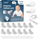 Blessimo® 12 Pack Magnetic Cabinet Locks Baby Proofing with 12 locks and 2 Keys - Child Locks For Kitchen, Cabinets and Drawers - 3M Adhesive Easy Installation by TinyTreasures Baby Boutique