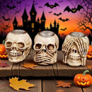 Halloween Skull Candle Holder, Skeleton Head Candlestick Holders Table Decor Centerpiece Candlesticks, Resin Horrible Spooky Creepy Crafts for Flameless Candle Halloween Christmas Home Party, Set of 3 by CozyNest Decor