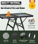 Foldable Grill Table with Mesh Desktop, 200lbs 3Ft Portable Folding Table, Height Adjustable Metal Table for Ourdoor, Camping, Picnic, BBQ and Beach, RV, 35.4" L x 23.6" W by GreenHaven Gardens