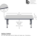 FDP Rectangle Activity School and Classroom Kids Table (30 x 60 inch), Toddler Legs, Adjustable Height 15-24 inches - Gray Top and Navy Edge by CozyNest Decor