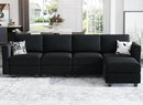 Belffin Modular Sectional Sofa Couch with Reversible Chaise Velvet L Shaped Couch Sofa with Storage 4-seat Convertible Sectional Sofas Black by CozyNest Decor