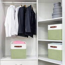 Collapsible Fabric Storage Cubes 11x11 Cube Storage Bins, 4 Pack Closet Baskets Box with Handles for Organizing, Shelf, Toys, Clothes, Home, Office, Nursery (Green&White) by CozyNest Decor