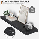 Floating Shelves - 10.3 Inch Deep Wall Shelf for Decor & Storage - Wall Mounted Display Shelving with Invisible Heavy-Duty Metal Bracket - 36" W x 10.3" D x 1.8" H - Set of 1 - Rustic Black by CozyNest Decor