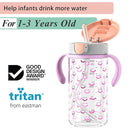 Evorie Tritan Spill Proof Toddler Straw Sippy Cup, 10 oz for Baby and Toddlers 1-3 Years Old, No Spill Straw Water Bottle with Removable Handles, Ideal for School, BPA-Free, Evorie Smiles by TinyTreasures Baby Boutique
