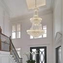 31 - Light Large Empire Crystal Chandelier for High Ceiling Foyer Entryway Staircase Living Room Dining Room Chrome Finish by CozyNest Decor