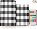Flickering Flameless Candles, Black White Buffalo Plaid LED Candles with Remote Timer, Set of 2 Battery Operated Candle for Valentine Wedding Birthday by GreenHaven Gardens