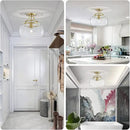 WUZUPS Chandelier Rustic Farmhouse Industrial Round Semi-flushmount Ceiling LED Light Fixture with Clear Glass Shades for Bathroom Kitchen Foyer Entryway, H 11.8" x W 13.4", E26 Base, Gold by CozyNest Decor