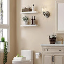 BGMG Wood Floating Shelves 16 inch Set of 2, Rustic Wooden Wall Mount Shelves for Bathroom Living Room Bedroom Kitchen Farmhouse -16x 6.7 x1.25 inch- White by CozyNest Decor