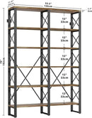 IRONCK Bookshelves Double Wide 6-Tier 76" H, Open Large Bookcase, Industrial Style Shelves for Home Office, Easy Assembly by CozyNest Decor
