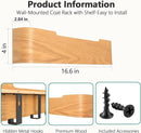 Coat Rack Wall Mount with Hidden Hooks Entryway Hanging Shelf Modern Wood Coat Hanger for Bedroom Kitchen Hallway Bathroom (Oak, 16.6 Inch Long)