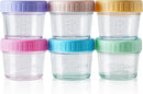 WILLDAN Glass Baby Food Storage Jars w/Lids (4 oz, 6 Pack Set) Snack, Puree, Reusable Small Containers, Breast Milk, Fridge or Freezer, Microwave & Dishwasher Safe, Essential Must Have for Infants by TinyTreasures Baby Boutique