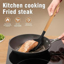 Silicone Cooking Utensils Set - Silicone Kitchen Utensils for Cooking Wooden Handles, 446°F Heat Resistant Kitchen Utensil Spatula Sets w Holder, Gadgets for Non-Stick Cookware BPA FREE (Black) by CozyNest Decor