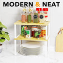SpaceAid Cabinet Shelf Organizers 2 Pack, Kitchen Counter Rack Shelves Riser, Stackable Expandable Spice Rack, Pantry Cupboard Storage Organization (White and Natural, Short) by CozyNest Decor