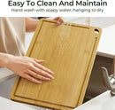 4-Pcs Natural Wood Cutting Board Set Kitchen Tools with Juice Groove, Wooden Chopping Board for Meat, Fruit, Vegetables & Cheese (Pre Oiled, Natural) by CozyNest Decor