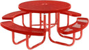 Heavy-Duty Portable Outdoor Picnic Table with Umbrella Hole, Expanded Metal Commercial-Grade Patio Furniture Made in America (46" Round Top, Red with Red Frames) by GreenHaven Gardens