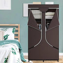 SORCEDAS Portable Wardrobe Closet Storage Organizer Metal Hanging Rack Non-Woven Fabric 34 Inch Coffee (34 Inch, Coffee) by CozyNest Decor