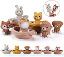 Nueplay Bathtub Toys for Toddlers 18M+，Baby Bath Toys with Animal Finger Puppets， Stackable Boat Train ，Gift for Baby & Toddlers Set of 12 by TinyTreasures Baby Boutique