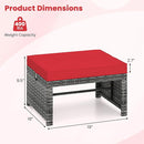 Tangkula 2 Pieces Patio PE Rattan Ottomans, Multipurpose Outdoor Footstool Footrest Additional Seating Side Table with Soft Zippered Cushions for Deck, Garden, and Yard (Red) by CozyNest Decor