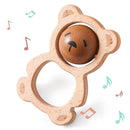 Wooden Baby Rattle Toys, Newborn Rattle Toys 0-12 Months Handmade Baby Clutching Toys | Natural Wooden Baby Teething Toys | Baby Shower/Birthday Gifts (Cute Bear Rattle) by TinyTreasures Baby Boutique