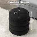 Furniliving Modern Round Ottoman, Soft Bedroom Ottoman Footstool Round Ottomans Stool for Living Room, Bedroom, Makeup Room, Black, Boucle by CozyNest Decor