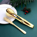 Gold Serving Utensils, OGORI 8-Piece Polished Stainless Steel Flatware Silverware Set Include Serving Spoon, Slotted Spoon, Cake Server, Soup Ladle, Fork, Salad Fork, Butter Knife, Serving Tong by CozyNest Decor
