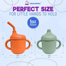 Silicone Transition Sippy Cup for 6+ month old | Includes 1 Toddler straw cup & 1 Baby Sippy Cup with Handles 5 oz | Perfect for Baby Led Weaning (Autumn/Mint, 5 oz) by TinyTreasures Baby Boutique