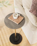 Masupu Drink Table, Round Side Table for Small Spaces, Pedestal Side Table, Small End Table with Metal Base, for Living Room, Bedroom, Bathroom, Grey by CozyNest Decor